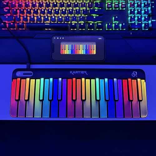 Image of Kartier Piano MIDI Keyboard, Includes 1,000+ Famous Sounds /Presets, LED Light-Up Keys, Bluetooth & Wired Connection, IOS /Android & Desktop App Included