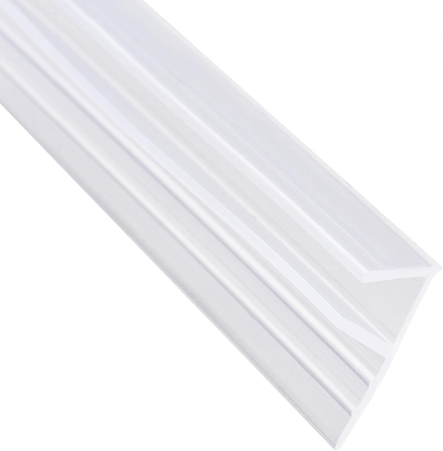 MACHSWON Frameless Glass Shower Door Sweep for 0.47inch(12mm) Glass, F Shape Door Bottom Side Seal Strip with 12mm Drip Rail, Bath Shower Screen Door Seal, 3M Long White