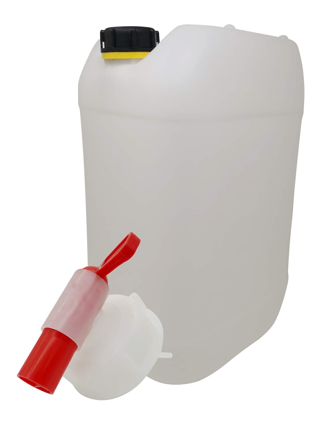 3X 25 Liter Set Getränke- Wasserkanister Natur mit 1 Auslaufhahn und 3 Deckel | Premium Qualität DIN 61 | Lebensmittelecht Tragbar Indoor und Outdoor Hahn