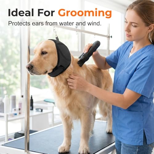 Image of Noise Cancelling Ear Wrap, Dog Ear Muffs Noise Protection Comfortable Quiet Dogs Ear Muffs, Available Silent Elastic Calming Dog Ear Cover for Grooming, Bathing, Swimming (Small)
