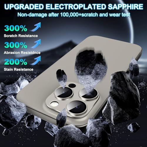 Image of PACK OF 2 Camera Lens Protector For IPHONE 16 / 15 PRO / 16 / 15 PRO MAX ( GREY ) UHD 9H Glass, Anti Drop, Scratch Resistant, Case Friendly, Removable, Waterproof, Heavy Duty Camera Protector, FIT ALL MODELS