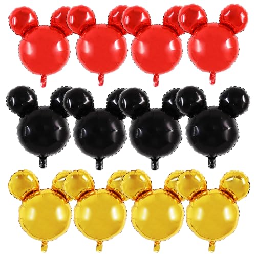 Vuzvuv 12pcs 24 Inches Round Head Foil Balloons Gold Black Red Foil Balloon for Red Black Birthday Party Theme Party Decoration Graduation Party Supplies
