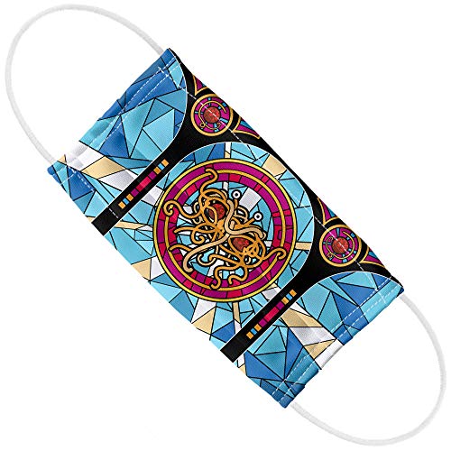 Popfunk Flying Spaghetti Monster Stained Glass 1-Ply Reusable Face Mask Covering with Adjustable Nose Wire, Unisex