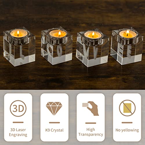 Sziqiqi Portacandele in Cristallo da 4 Pezzi