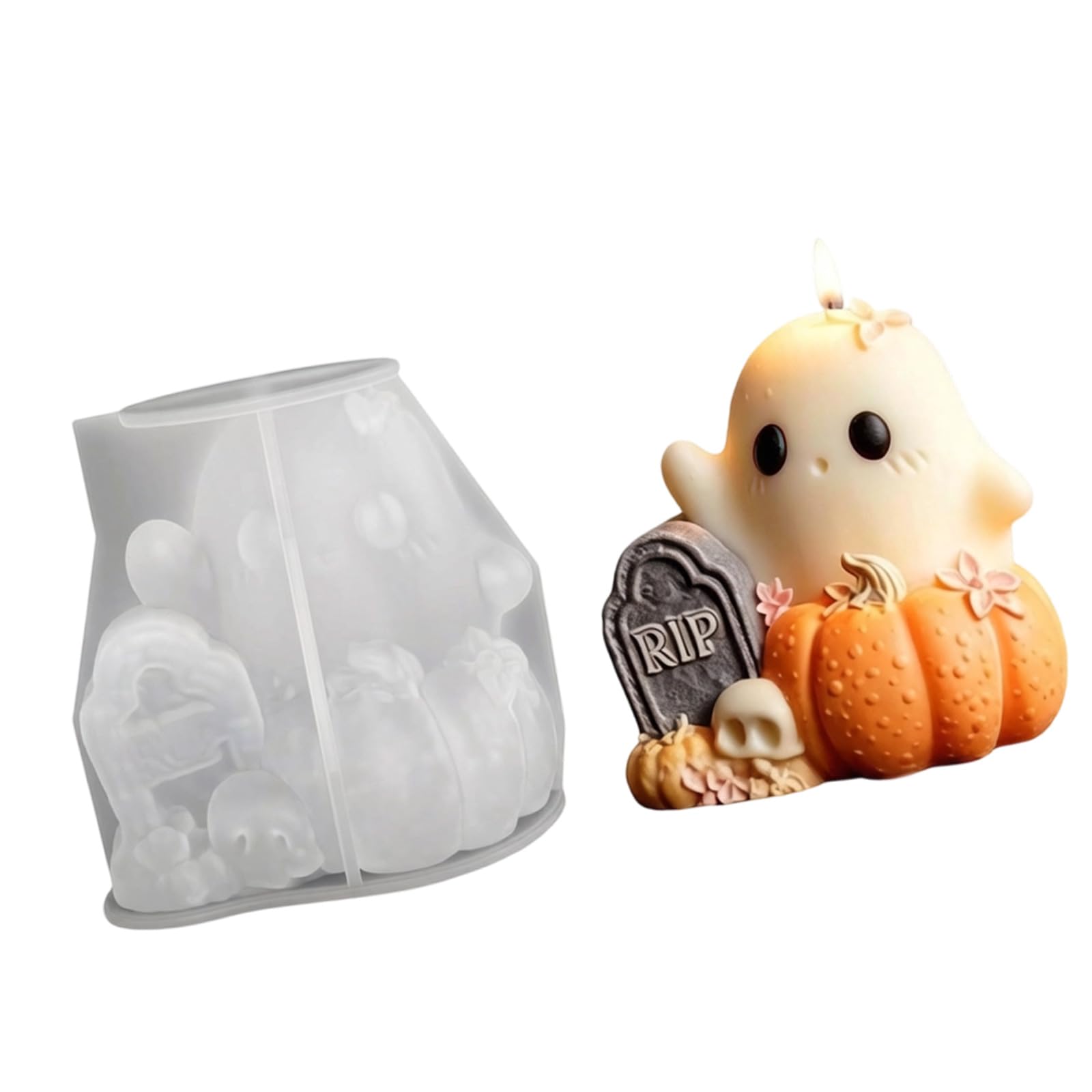 Ljmyy Halloweens Silicone Mould for Pumpkin Specters Candle Crafting With Reusable Sturdy Materials