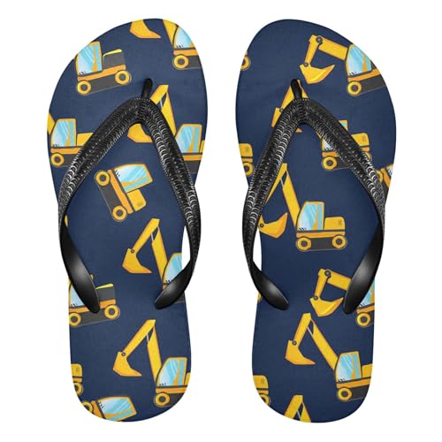 Burbuja Cartoon Excavators Flip Flops for Women Men, Soft Thong Sandals Rubber Slippers for Pool Beach Essentials