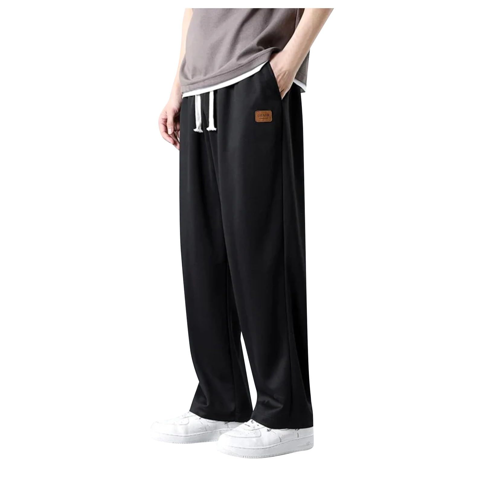 Wide Leg Sweatpants Men Loose Athletic High Waist Drawstring Pants Travel Y2k Lightweight Workout Travel Clothes Joggers