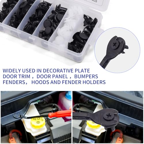 Image of 100 PCS Bumper Retainer Clips Car Rivets Fasteners Retainer Kit and 1 Fastener Removers Most Popular Sizes Auto Push Pin Rivets Set -Door Trim Panel Fender Clips for GM Ford Toyota Honda Chrysler