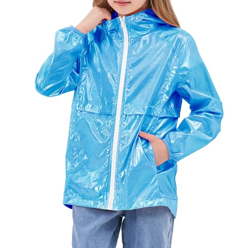 Image of JESKIDS Girls Boys Rain Jacket Lightweight Waterproof Raincoat Breathable Windbreaker for Kids Outdoor 4-13 Years