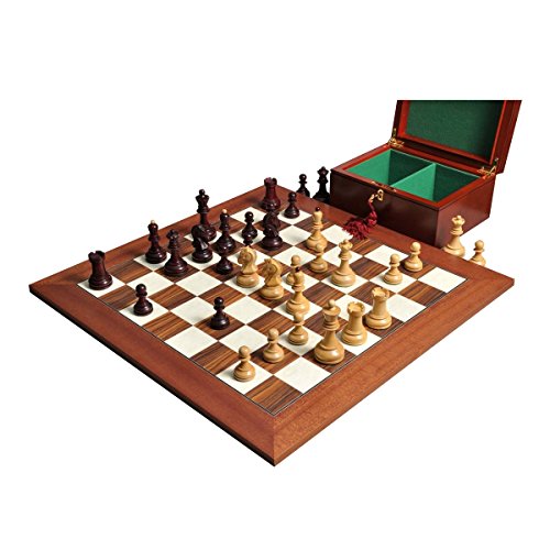 The Dubrovnik Chess Set, Box, & Board Combination - Purpleheart Gilded - by The House of Staunton