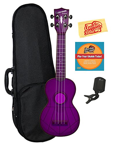 Kala Ka-sw Waterman ukulélés Bundle w/ Hard Case Fluorescent Purple - Les Beatles, Paul McCartney, John Lennon, RIngo Starr, George Harrison Kala Ka-sw Waterman ukulélés Bundle w/ Hard Case Fluorescent Purple
