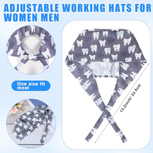 Image of Unittype 4 Pcs Nurse Caps for Women Nursing Working Caps with Button and Sweatband Adjustable Elastic Scrub Hats for Dentist