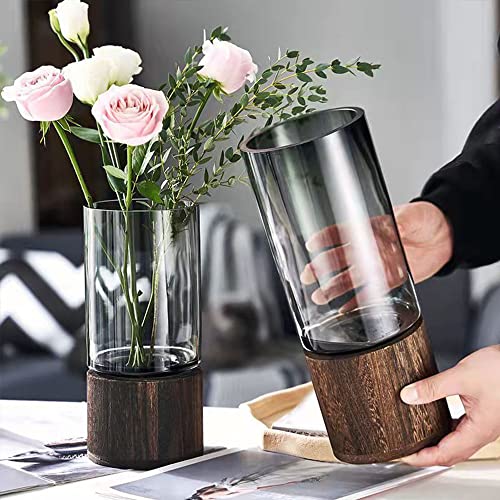 Glazen Vaas Grijze Vaas Voor Pampas Gras Bloemen Gedroogde Bloemen, Glazen Bloemenvaas Moderne Glazen Flessen Voor Tafeldecoratie Bruiloft Evenementen Tulpenvaas Keuken Kantoor Woonkamer (Small) - Afbeelding 3