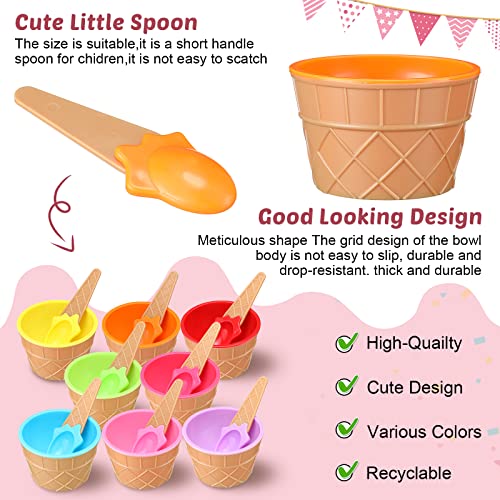 32 Pack Reusable Plastic Ice Cream Bowls And Spoons 8 Candy Colors Ice Cream Cups Summer Ice Cream Party Decorations Ice Cream Party Favors Ice Cream Party Supplies For Yogurt Pudding Diy Baking #TOP3