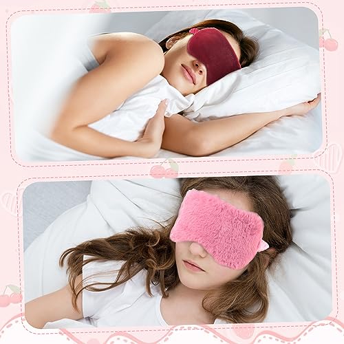 Yunlly 48 Pcs Aesthetic Accessories Set 24 Microfiber Soft Spa Headbands Elastic Adjustable Makeup Headband with 24 Plush Sleep Mask Comfortable Furry Nap Eye Cover for Women Girl (Plain Colors)