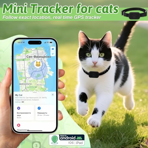 GPS Tracker Katze, Mini GPS Tracker für Katzen Hunde, Tracker Hund Ohne ABO, Weltweite Standortverfolgung, Kompatibel mit iOS und Android, Wasserdicht Bluetooth Haustier Locator