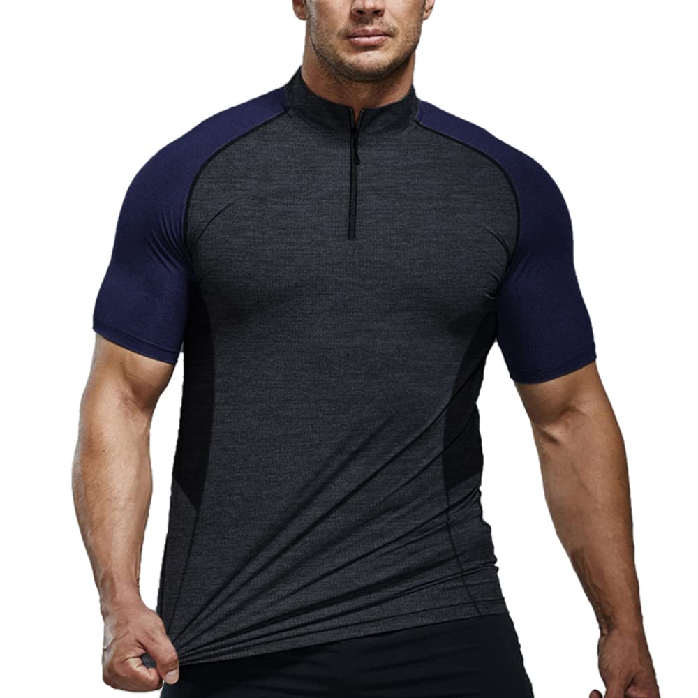Men Short Sleeve Polo Shirts-Dry Fit Performance Golf Tennis T Shirt Moisture Wicking Shirts