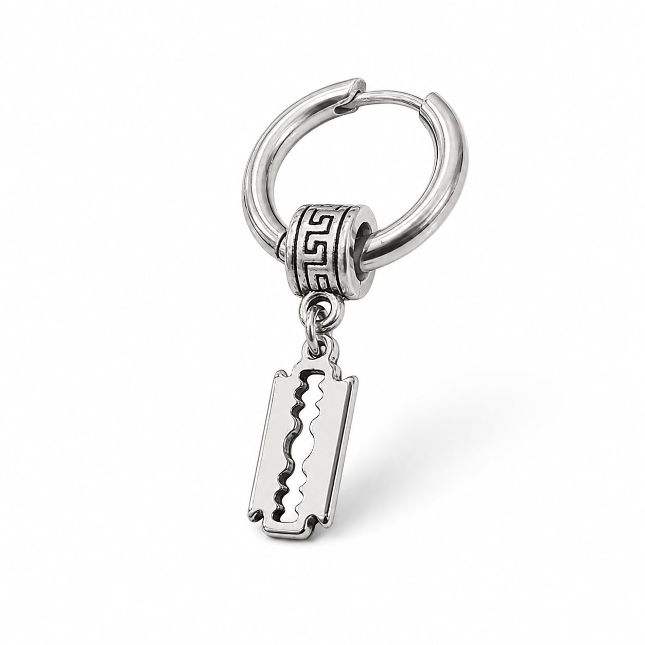 Mens Fashion Razor Blade Bikers Jewelry Silver Stainless Steel Earrings For Men And Women-image-44
