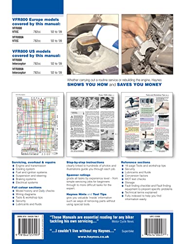 Honda VFR800 V-Tec V-Fours (Haynes Service and Repair Manual)