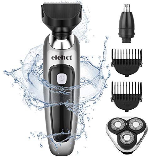 Regolabarba Uomo Tagliacapelli Professionale Rasoio Barba e Capelli Precisione Corpo Naso Impermeabile 3 in 1 ELEHOT