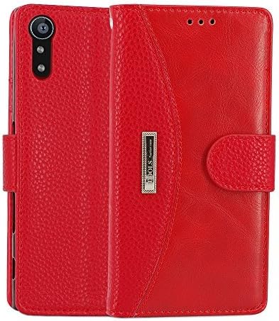 IDOOLS Holster Phone Cover for Xperia XZ, Folding Flip Cases Protective Cover Strong Magnetic Closure Protector with Card Slots Kickstand (Red, 5.2โ)