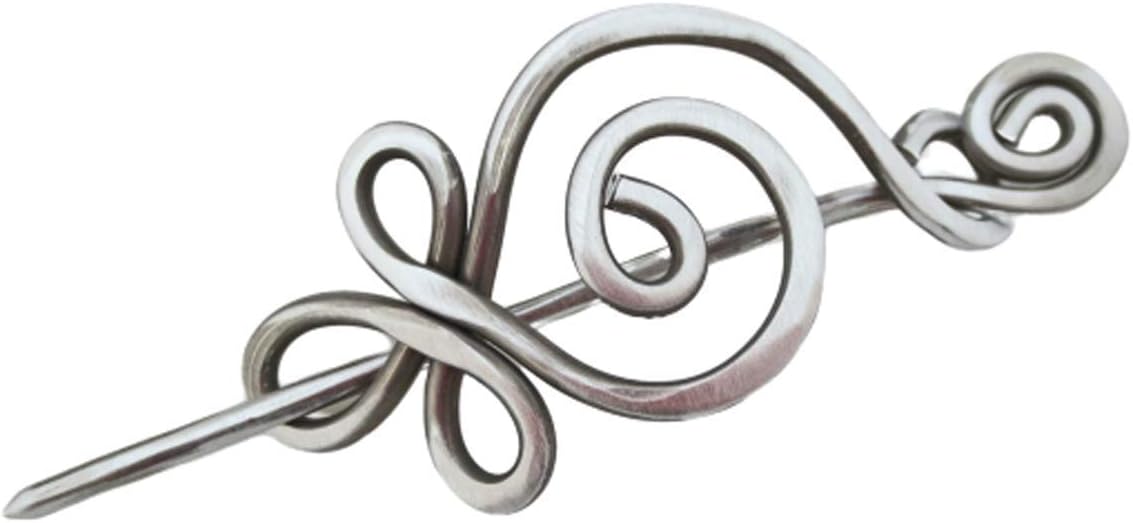 Celtic Budding Spiral Aluminum Shawl Pin, For Knitted or Crocheted Scarf Pin, Sweater Brooch, Handmade in Oregon,USA