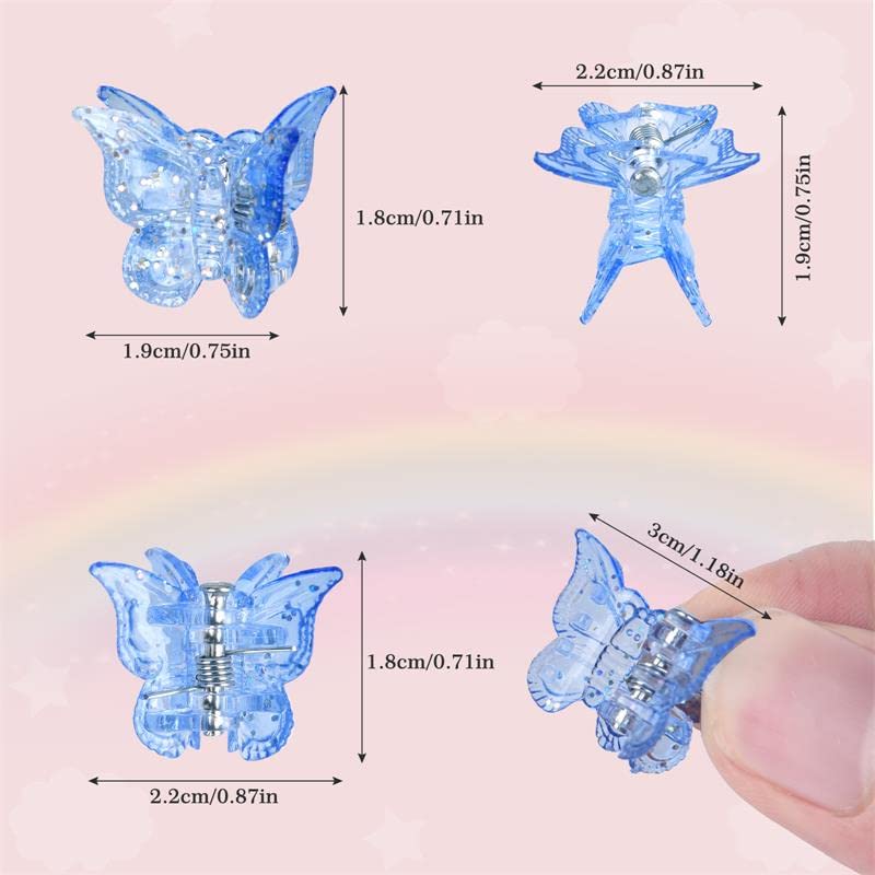 Butterfly Hair Clips, 50 Pieces Jelly Color Mini Hair Clips, Hair Accessories for Women and Girls with Box Packaged, 14 Sparkle Candy Colors image 5