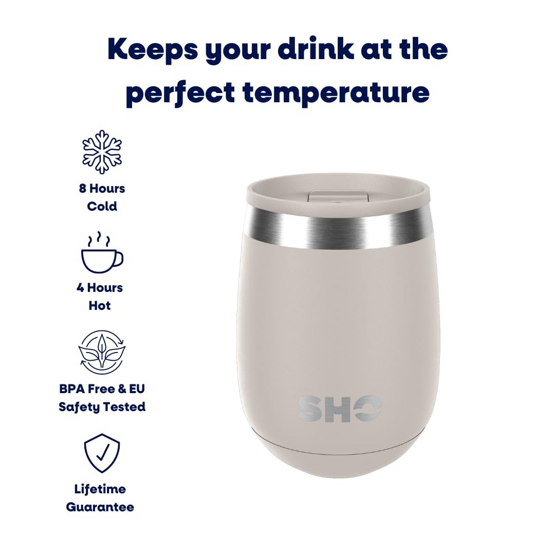 SHO Pacto, Ultimate Insulated Stainless Steel Reusable Coffee Cup & Stemless Wine Tumbler, 4 Hours Hot, 8 Hours Cold, 360ml - Image 2
