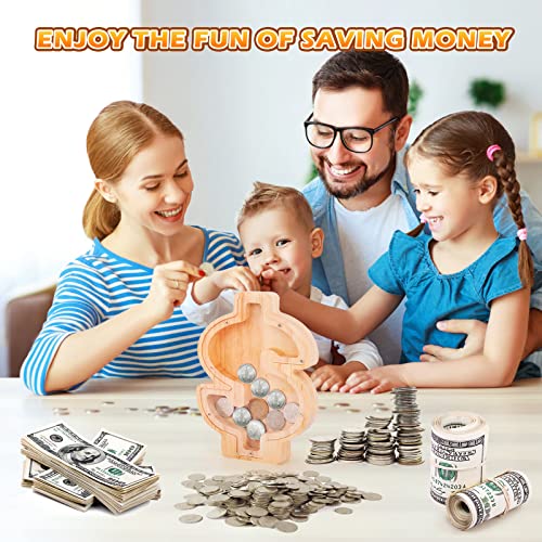 Icnice Wood Piggy Bank For Kids Boys Girls, Piggy Bank In The Shape Of Dollar Sign, Personalized Wooden, Coin Bank Birthday Gift For Kids, Children's Day Gift #TOP4