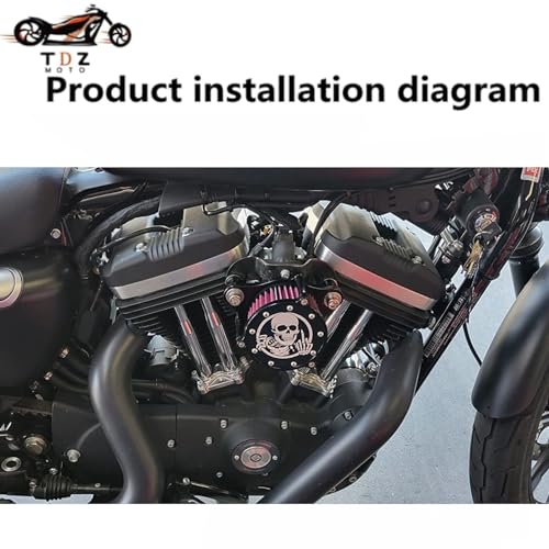 Image of TDZ 2PC Air Cleaner Intake Filter Kit for 2004-2022 Harley Sportster Iron 883 Dark Custom XL883 XL1200 XL1200L XL1200X Forty Eight
