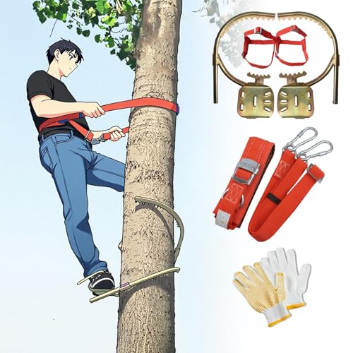 Crampons d'élagage kit de grimpe d'arbre réglable avec harnais et boucle électricien