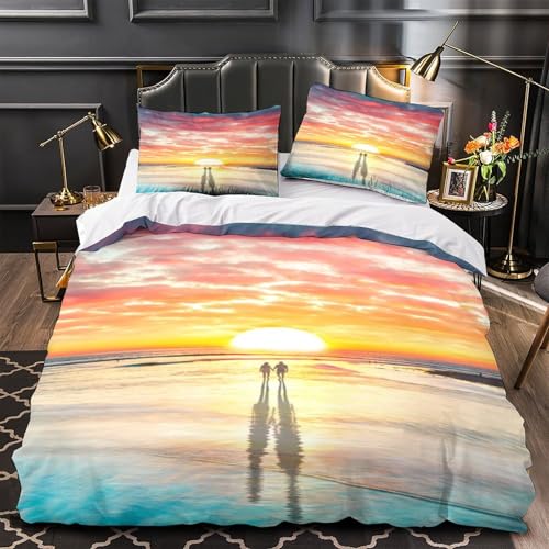 Housse de couette 3D coucher de soleil parure de lit microfibre avec fermeture - 2