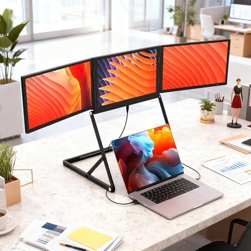 Image of Laptop Screen Extender, 15.6 inch 1080P FHD IPS Triple Portable Monitor 16:9, Play Extended Monitor