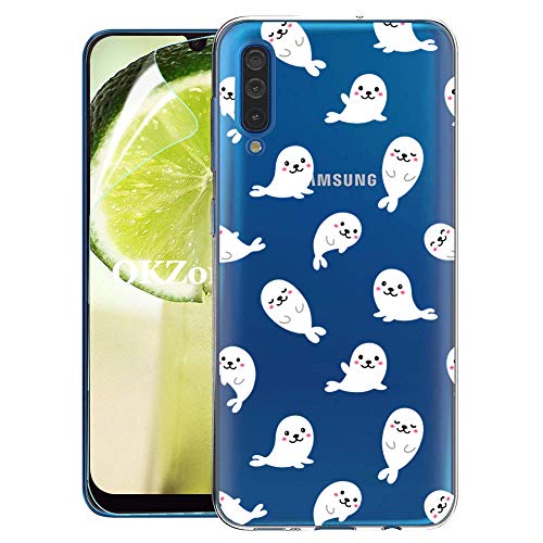 Preisvergleich Produktbild OKZone Galaxy A50 Hülle mit HD-Schutzfolie, Silikon Durchsichtige Handyhülle Ultradünne stoßfest Schutzhülle Handytasche Cover weiche Case für Samsung Galaxy A50 (Siegel)