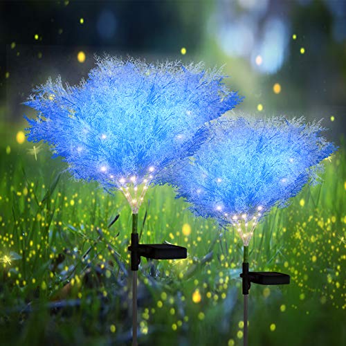 Solar Garden Lights Outdoor Decorative, Solar Flowers, 2 Pack Garden Lights Solar Powered IP65 Waterproof Solar Stake Lights Decorative Garden Decor for Patio Garden Pathway-Blue