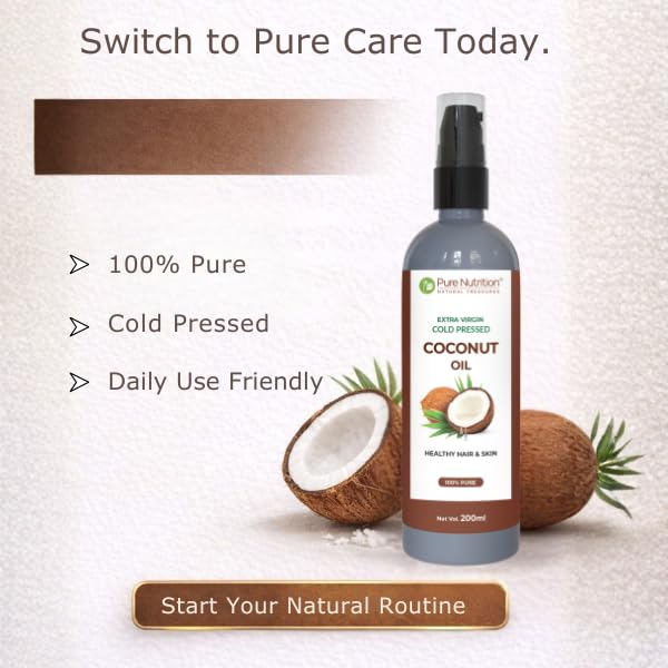 Image of Pure Nutrition Organic Coconut Oil Spray - 200ml | 100% Pure Virgin Coconut Oil | Extra Virgin Cold Pressed Coconut Oil for Hair, Skin & Cooking | Easy-to-Use Spray | Non-GMO & Zero Cholesterol