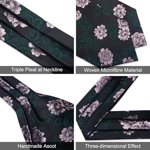 Image of DiBanGu Silk Woven Ascot Cravat with Pocket Square Set for Men | Paisley Ascot,Wrinkle-Resistant,Silky Smooth,Easy to Match,Cufflinks,Tie Ring,Wedding,Ceremonies,Party Occasions,Banquet