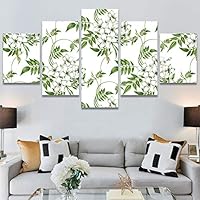 SIGNWIN 5 Panel Canvas Wall Art Modern Art Decorative Elements Fun Illustrations Leaves Multicolor Patterns for Home Decorations Ready to Hang - 60