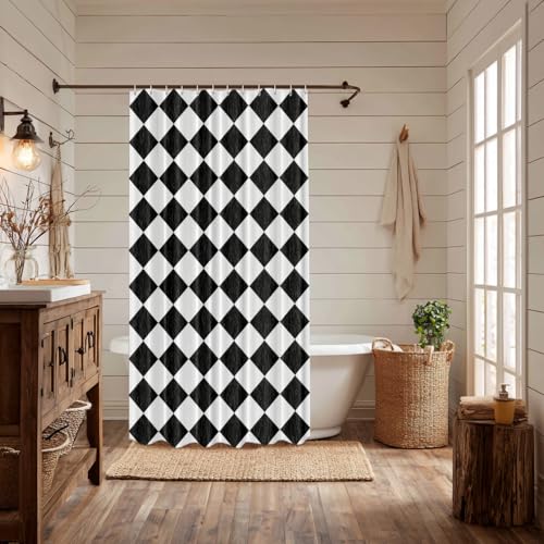 Rideau de douche en polyester de qualité supérieure motif arlequin abstrait