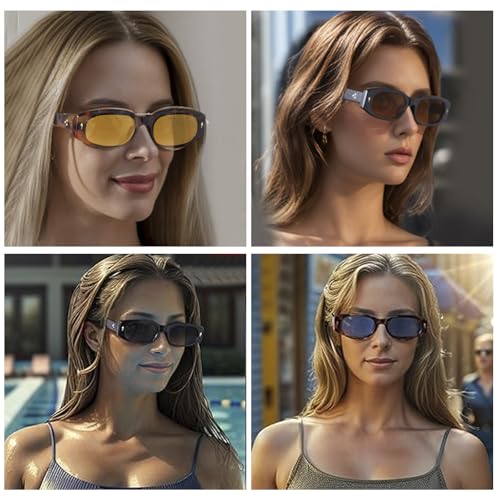 Y2K Retro Rectangle Sunglasses for Women Men Narrow Rectangular Oval Tint Sun Glasses Fashion Vintage 90s Chic Style3