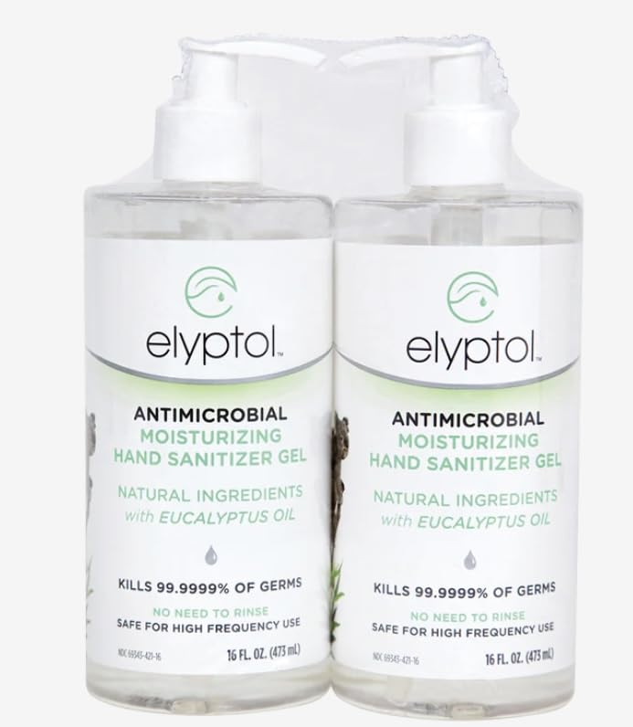 Image of Elyptol Organic Hand Sanitizer 16 Fl Oz (Pack of 2) Eucalyptus Scented Hand Sanitizer Vegan All Natural Cruelty Free