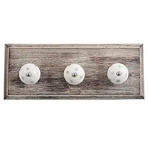Indian-Shelf Wood Wall Hangers- White Wall Hooks- Dot Wall Hangings- Heavy Duty Hooks for Hanging- Key Holder Wall Mounted- Multi Purpose Hanger- Cloth Hanger- Door Hanger- Robe Hooks- 6 Pack [4
