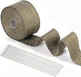 Eulihent 5M Bande Thermique Echappement Moto Bande Isolante Thermique Bande Anti Chaleur Échappement avec 10 Attaches de Câble en Acier Inoxydable
