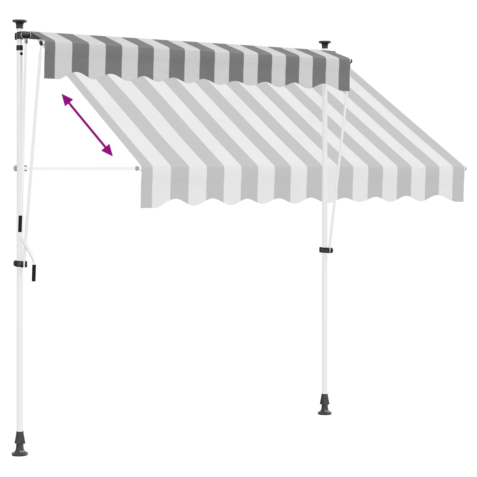 Ręcznie zwijana markiza antracytowo-biała 100 cm, poliester 180 g/m2 z powłoką PU, na balkon, taras, do ogrodu, z korbą ręczną 125 cm, regulowana wysokość i kąt