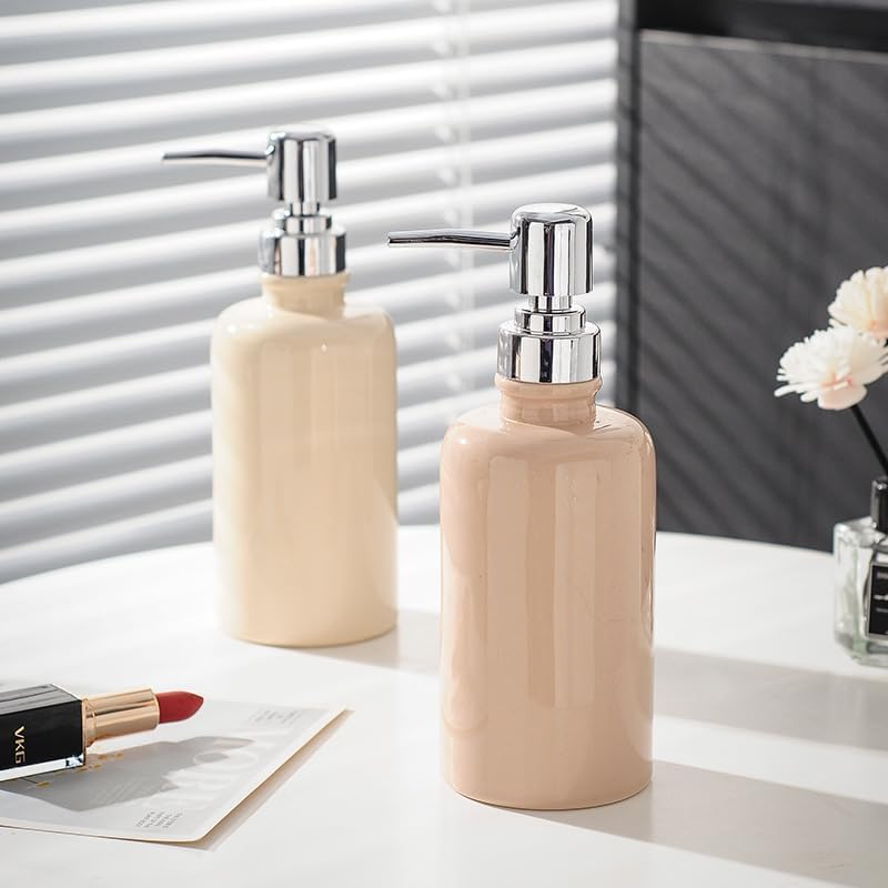 Kitchen Soap Dispenser Soap Pumps Hotel Ceramic Soap Dispenser Lotion Bottle Bathroom Press Bottle Hand Sanitizer Bottle Shampoo Shower Gel Bottle Soap Dispenser for Bathroom(A)