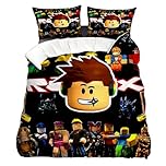 Kanfyyl Roblx Boys Single Duvet Cover Set, Bedding Set, Single Bedding Set for Boys, Polyester Cotton Suitable for Children, Teenagers