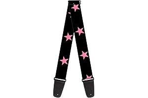 Hello Kitty Guitar Strap Star Black Pink 2 Inches Wide