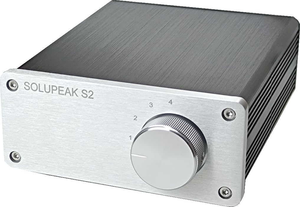 Interruptor de audio estéreo RCA de 4 vías, conmutador de fuente de señal de entrada, 4 entradas y 1 divisor de salida, caja selector pasiva (plata) S2