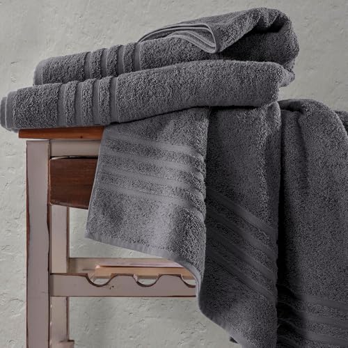 Image of Hawmam Linen Jumbo Large Bath Sheets Towels 2 Pack Soft and Absorbent, Premium Quality 100% Cotton Towels (Cool Grey, Bath Sheet)