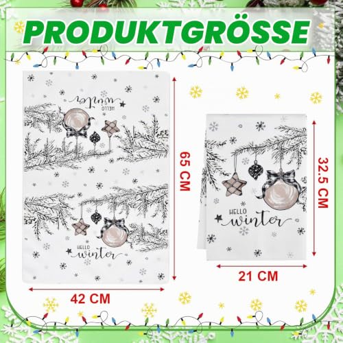 ALINK Rentier Schneemann Handschuhe Bar Weihnachten Küchentücher Geschirrtücher, 42x65 cm Mikrofaser Saugfähig Handtücher Küchen Deko 4er… – Ansicht 2